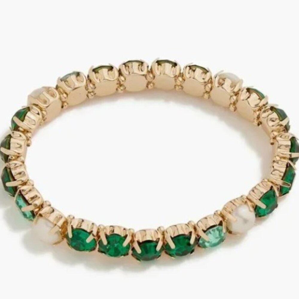 J.Crew Factory Crystal and Pearl Stretch Bracelet - Picture 2 of 7